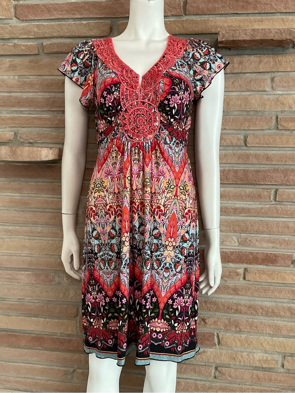 One World Live And Let Live Boho Stretch Dress Small